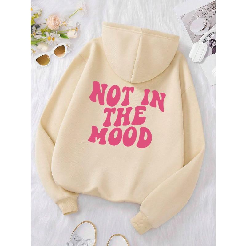 Not In The Mood Personality Letter Male Hoody Fashion S-XXL Autumn Sweatshirt High Quality Hooded Simple Casual Sportswear