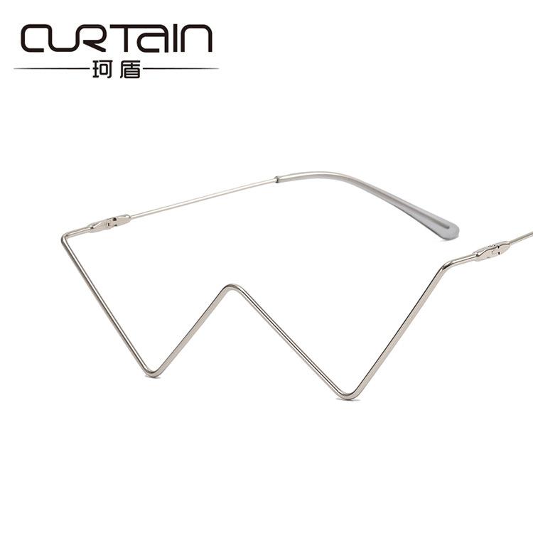 No Piece Personalized Metal Diamond-Encrusted Glasses Frame Trendy Half Frame Street Shot W-Shaped Decorative Frame