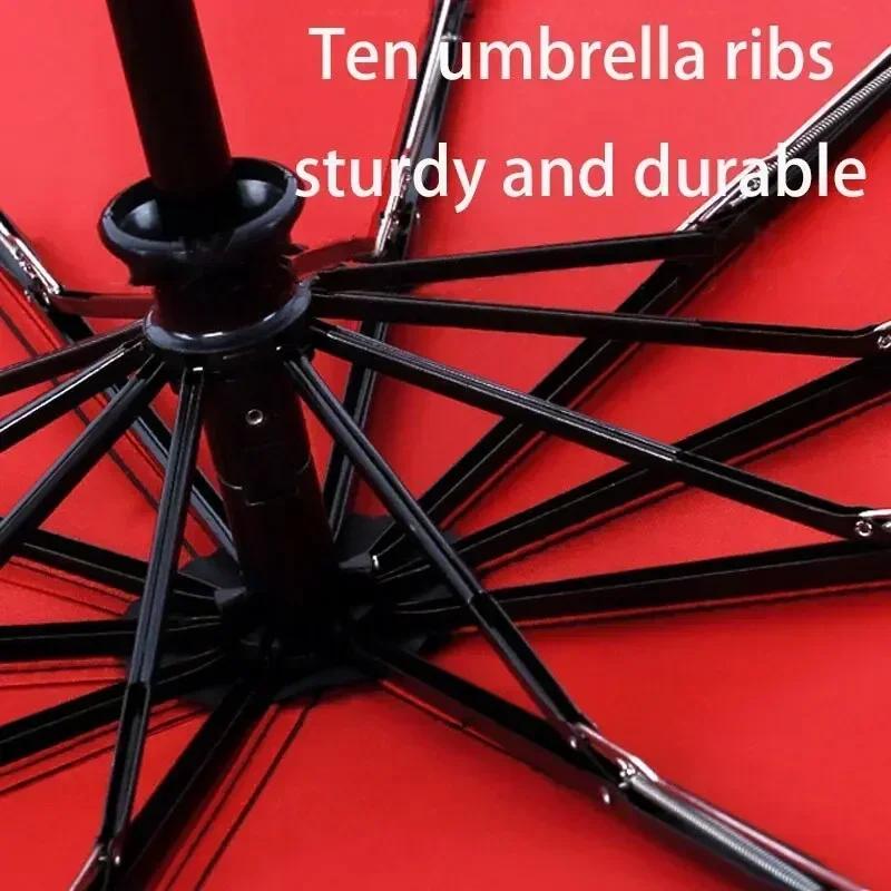 NEW 1PCS Windproof Automatic Double Umbrella Rain 3Fold Folding Umbrella Female Male 10 Bone Luxury Umbrella Umbrellas Anti-UV