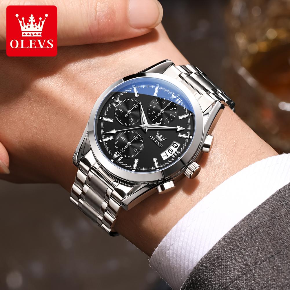 OLEVS Men Watch Multi Functional Waterproof Calendar Chronograph Luxury Brand Original Quartz Watch Men Sports Watch