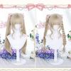 Long Straight Hair Double Ponytail Synthetic Wig Female Straight Bangs Lolita Cosplay Festival Straight Hair Double Ponytail Wig