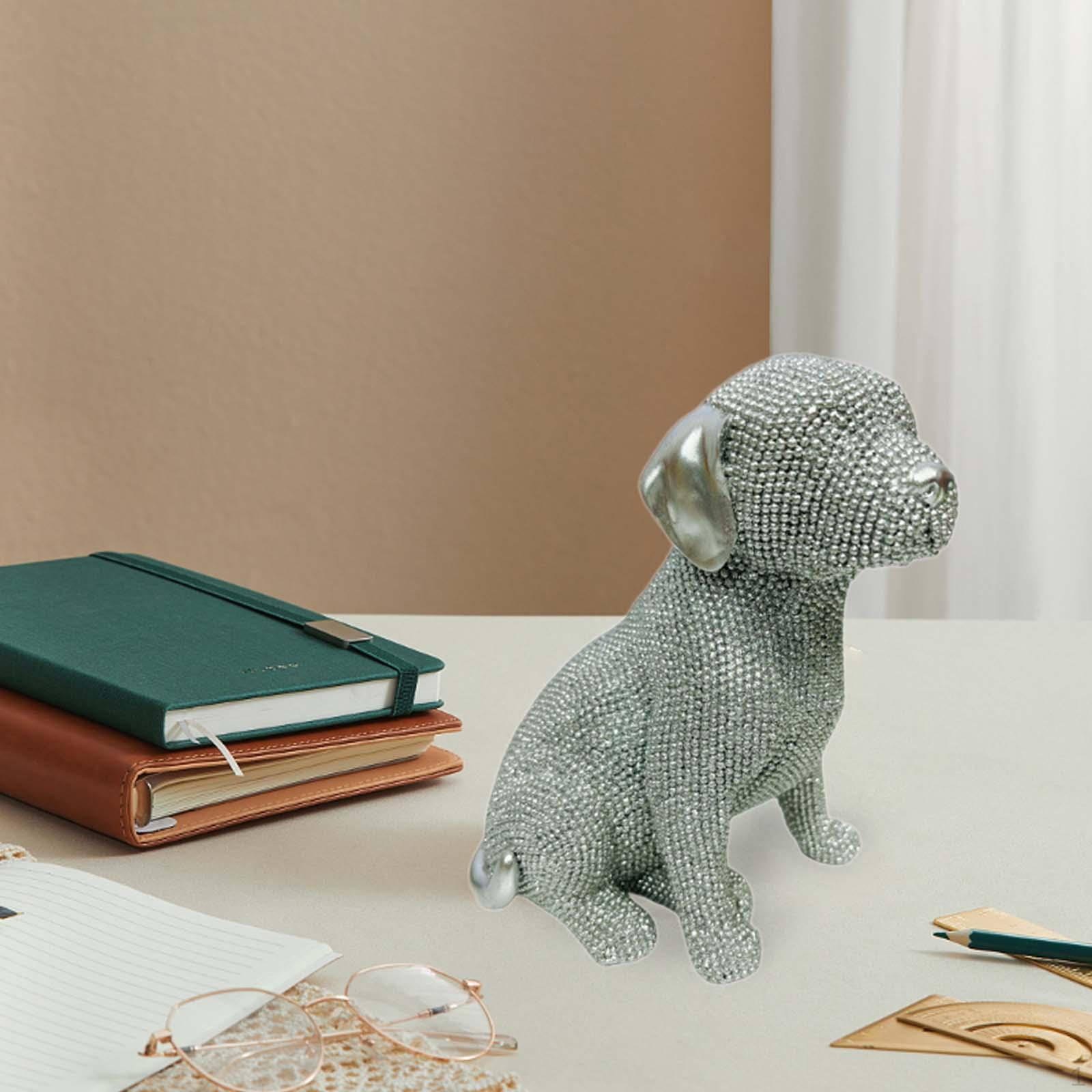 

Статуя собаки, скульптура животного, креативный щенок из смолы, простой современный настольный орнамент для стола серебряный