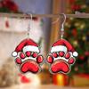 Charming Christmas Dog Paw Acrylic Earrings with Red Hat - Perfect Holiday Gift for Her
