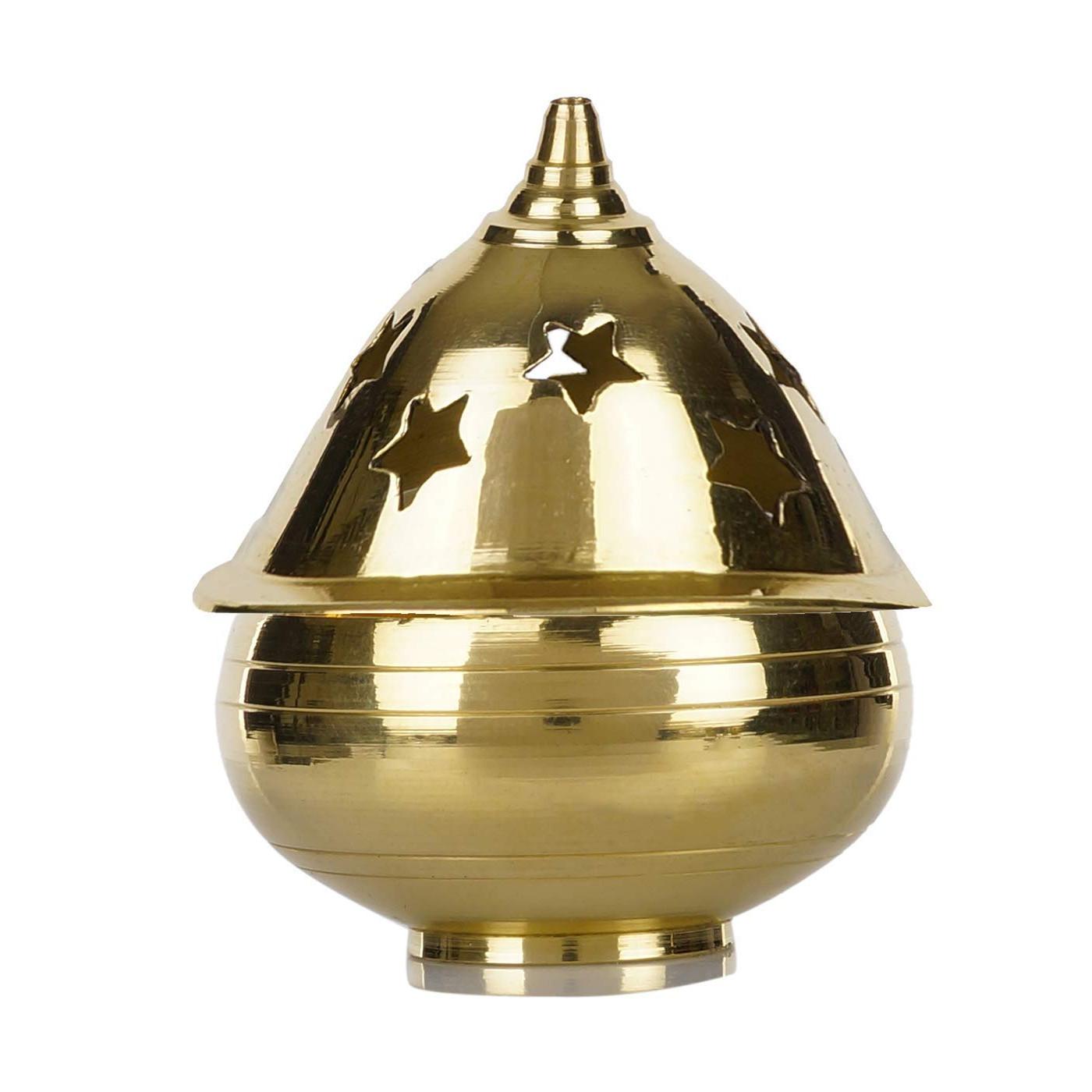 

RSINC Apple Shape Brass Akhand Diya Oil Lamp for Pooja, Home Temple and Diwali | Return Gifts | Wedding | Pooja Functions |K A9-QBEA-DR8L