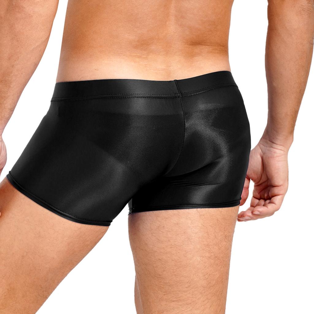 Mens Glossy Boxer Briefs Low Rise Underpants Swim Shorts Pool Party Beach Volleyball Beachwear Shorts