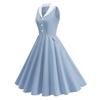 Retro-style Fitted Waist, Colour-blocked Collar, Mid-length Flared Dress for End-of-year Performances