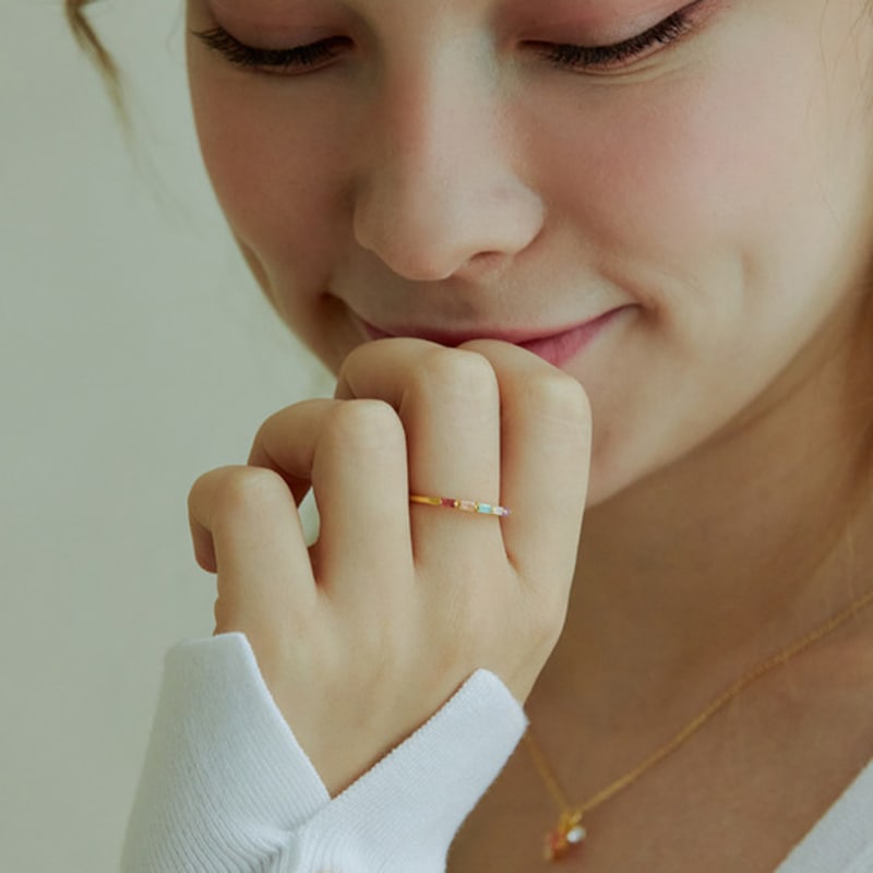 Shertz Color Cubic Combi Open Ring (14k)