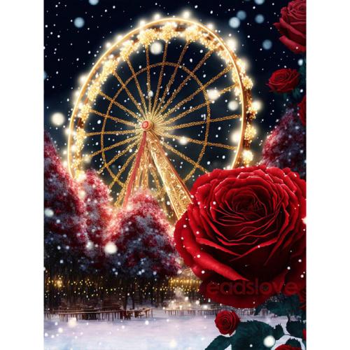 Fantasy Flower Diamantový obraz Růže Ruské kolo Diamantové vyšívání Plný vrták Čtverec kamínků Nástěnné umění Ruční práce S466