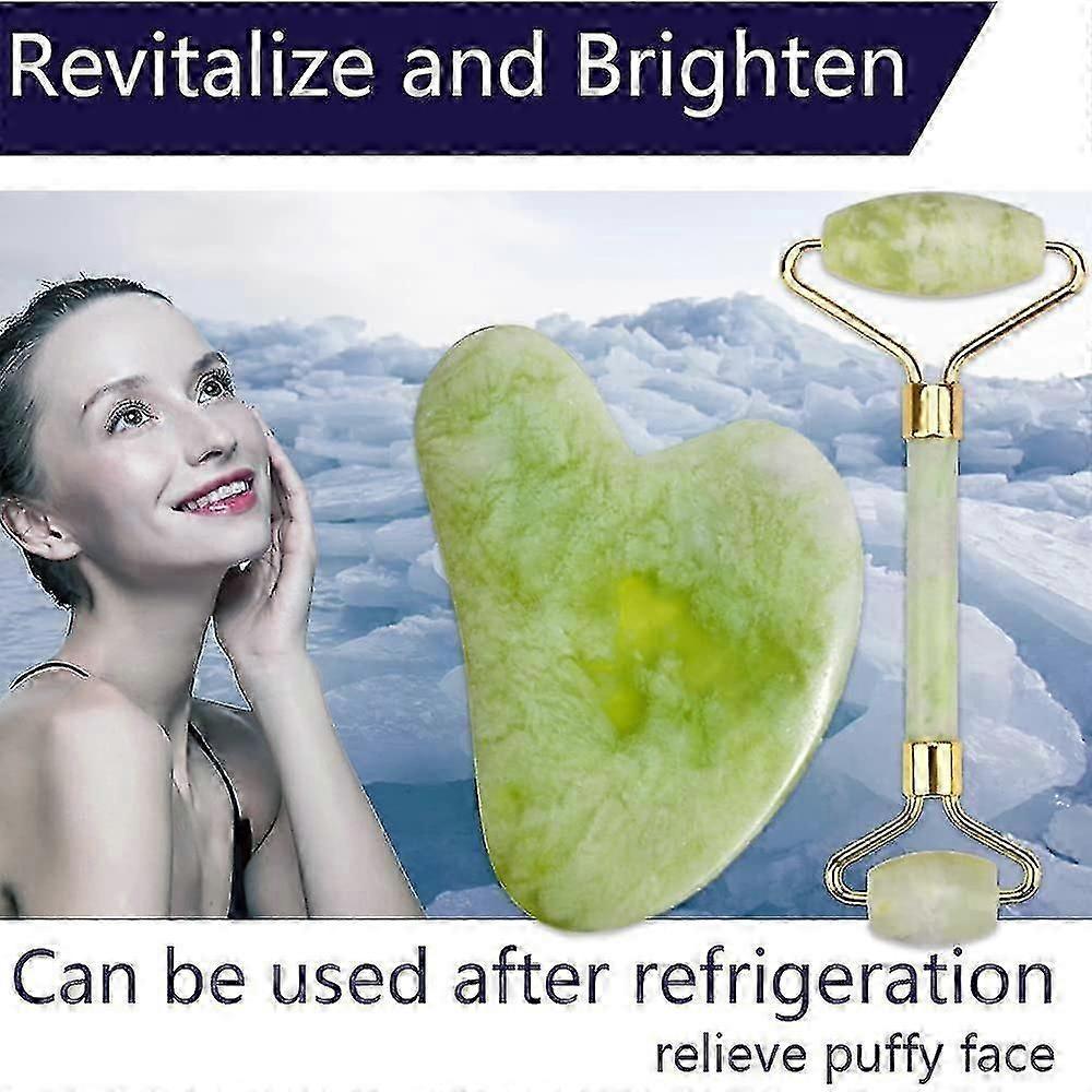 Jade Roller Guasha Skin Care - Gua Sha, Derma Face Roller, Body Spa, Chin Eye Back Neck Foot Massager, Anti Aging, Relieve Acnes, Facial Exfoliating