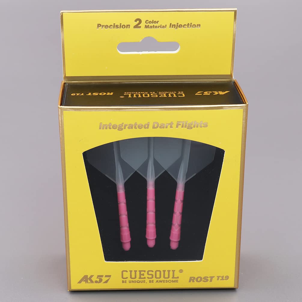 CUESOUL ROST T19 Integrated Shaft Big Wing Clear Flight Pink Large Set of 3 Flight, Shape, Two-Tone Color, + Shaft, Size, (CS-AK579-3L)