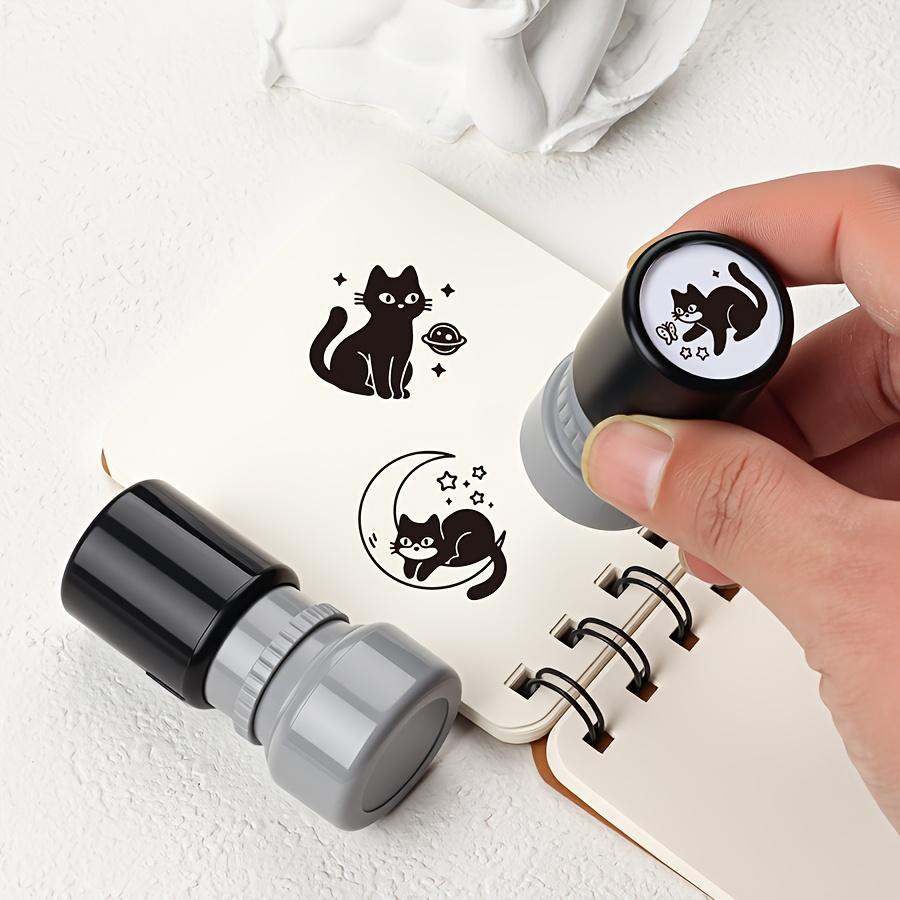 1 Set Cute Black Cat Photosensitive Stamps, Cartoon Cat Pattern Decorative Stamps for Scrapbooking, Notes and DIY Handmade Craft