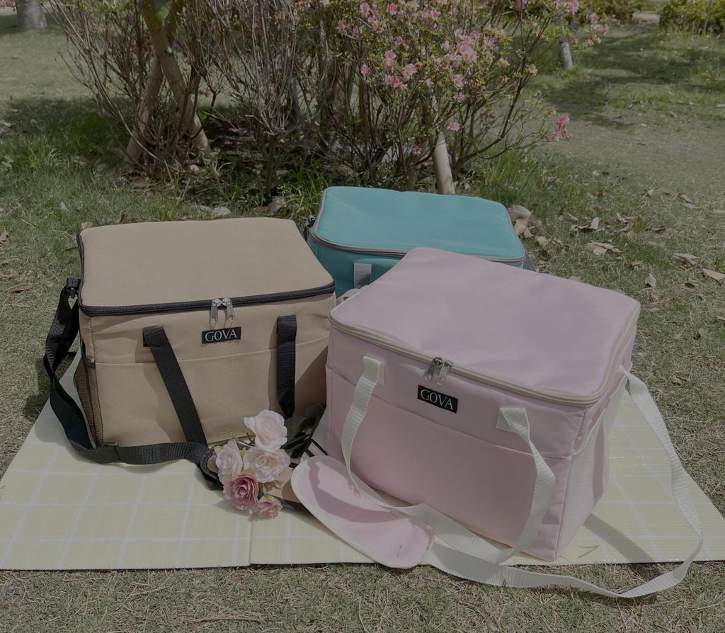 GOVA Soft Cooler Large Ideal for Sports Cherry Blossom Club and Shopping Box, Foldable, Lightweight, Compact, 3-Way Design, Insulated, Capacity,
