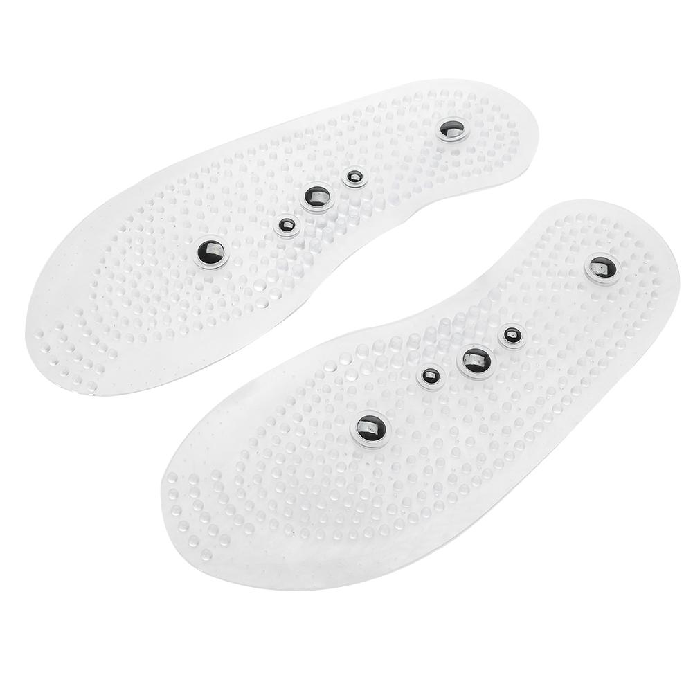 1 Pair Magnetic Therapy Health Transparent Silicone Anti Fatigue Massage Insole Pads (L)