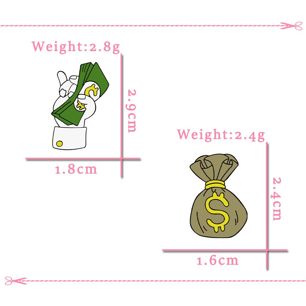 Funny Money Wallet Brooch Creative Purse Banknote Enamel Pin Holding a dozen of Dollars Bag Lapel Badge Gift for Friends Jewelry