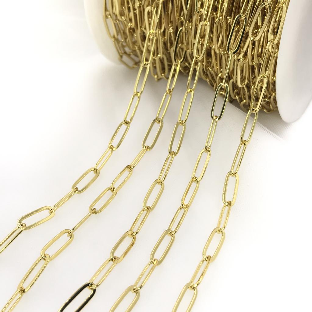 High Quality Copper 24k Gold Plated Chain Roll Brass Chain for Jewelry Making