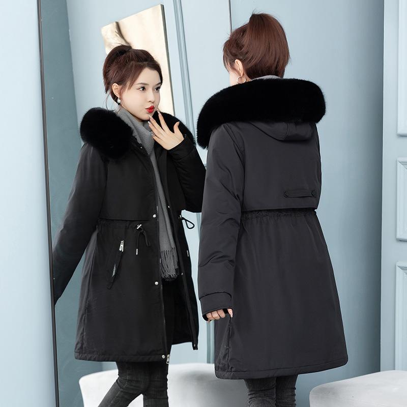 Winter New Thickened Down Cotton and Cotton Liner Pie To Overcome Cotton-padded Coat Women's Medium and Long Cotton Clothes