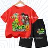 Kids Street Fashion Boys Girls T Shirt Set Plants Vs Zombies Cute Print 2026 Summer Casual Daily Wear 3-12 Age Shirt Suit