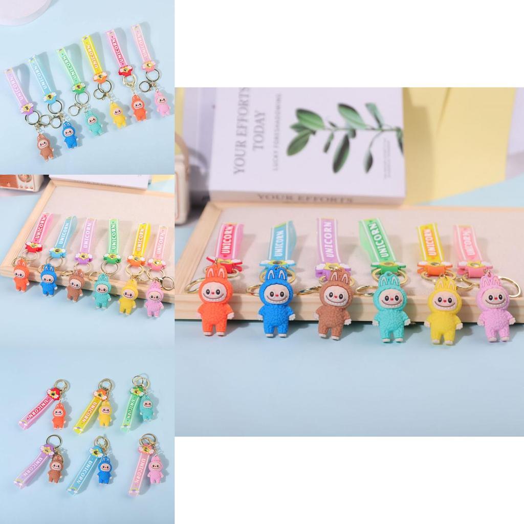 Colorful Cartoon Pvc Sheep Keychain Adorable Soft Keyring For Bags And Cars