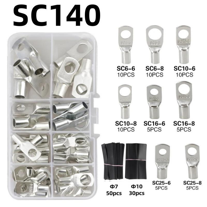 Copper Tube Terminals Set: 80-SC Series, 160-Piece Peep Hole SC6-25 Boxed