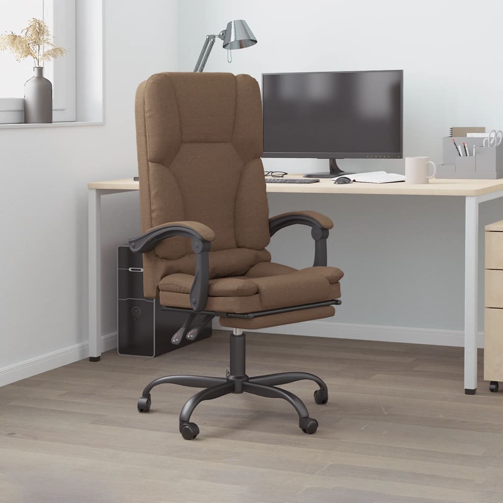 Massage Office Chair In Brown Fabric