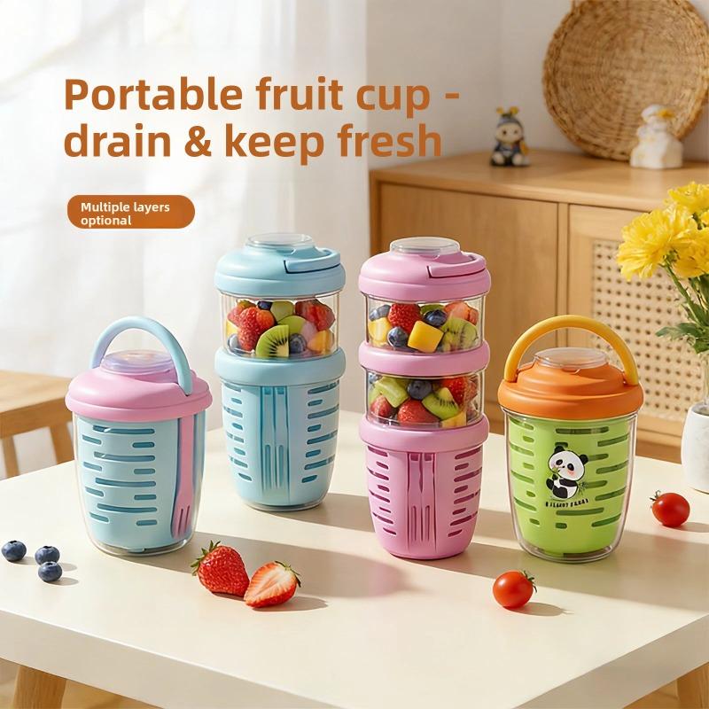 Outdoor Portable Salad Cup, Picnic Fruit Cup, Tableware Set, Student and Office Worker Breakfast Cup
