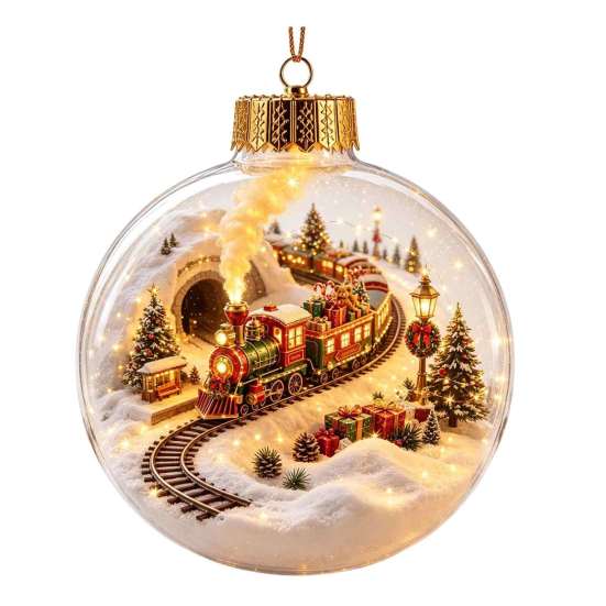 Palline di Plastica per Festa Ornamento Luminoso Storia di Natale, Palla Appesa 3D Luminosa con LED Caldo, Mini Decorazione Festiva da Interno/Esterno Festività