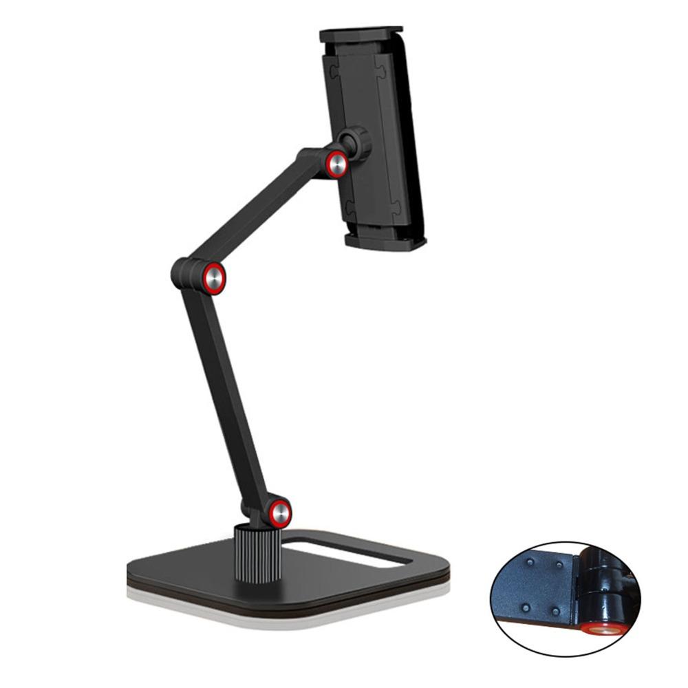 Black Black Dual-Arm Basic Aluminum Tablet Stand Base 14 * 16cm 360° Rotatable Foldable Desktop Phone Holder