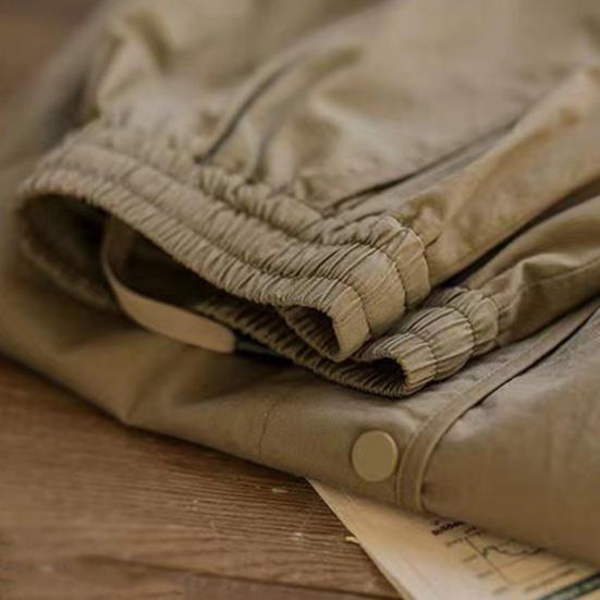 Lady Harem Pants Loose Elastic Waist Solid Color Drawstring Pockets Streetwear Deep Crotch Ankle Banded Aesthetic Lady Cargo Trousers Women Clothing