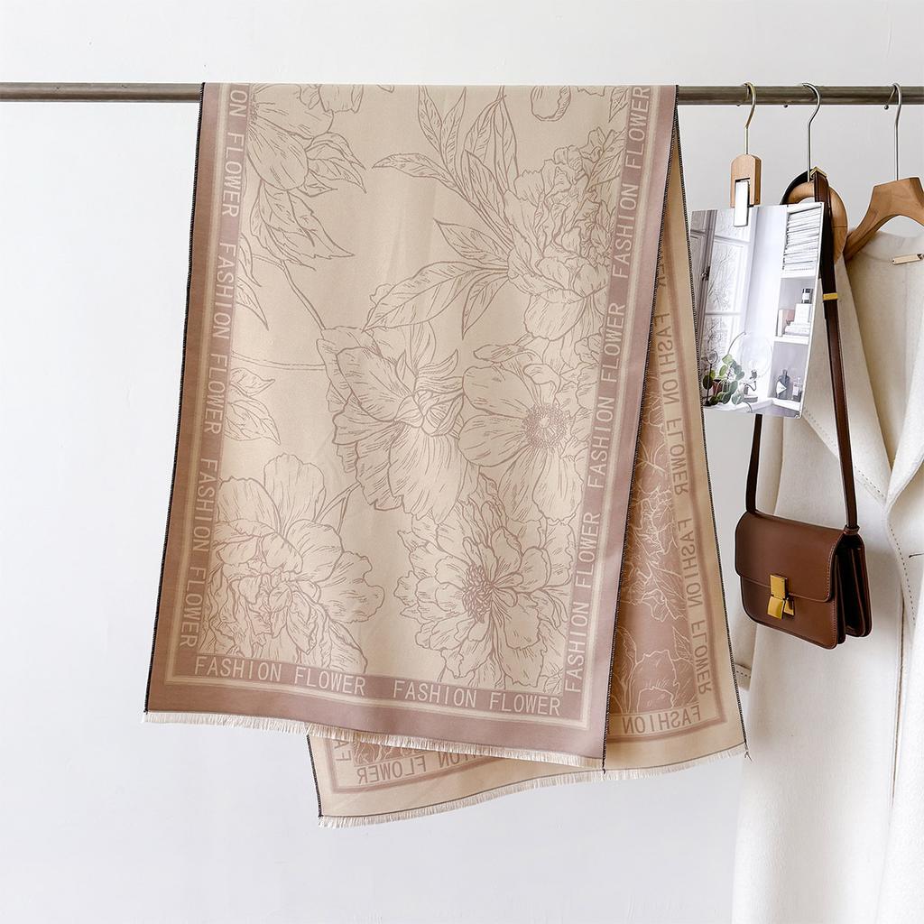 Cashmere Scarf Women Winter Classic Plaid Thicken Student Long Shawl Female Flower Wraps Neck Thicken Warm Blanket Scarves