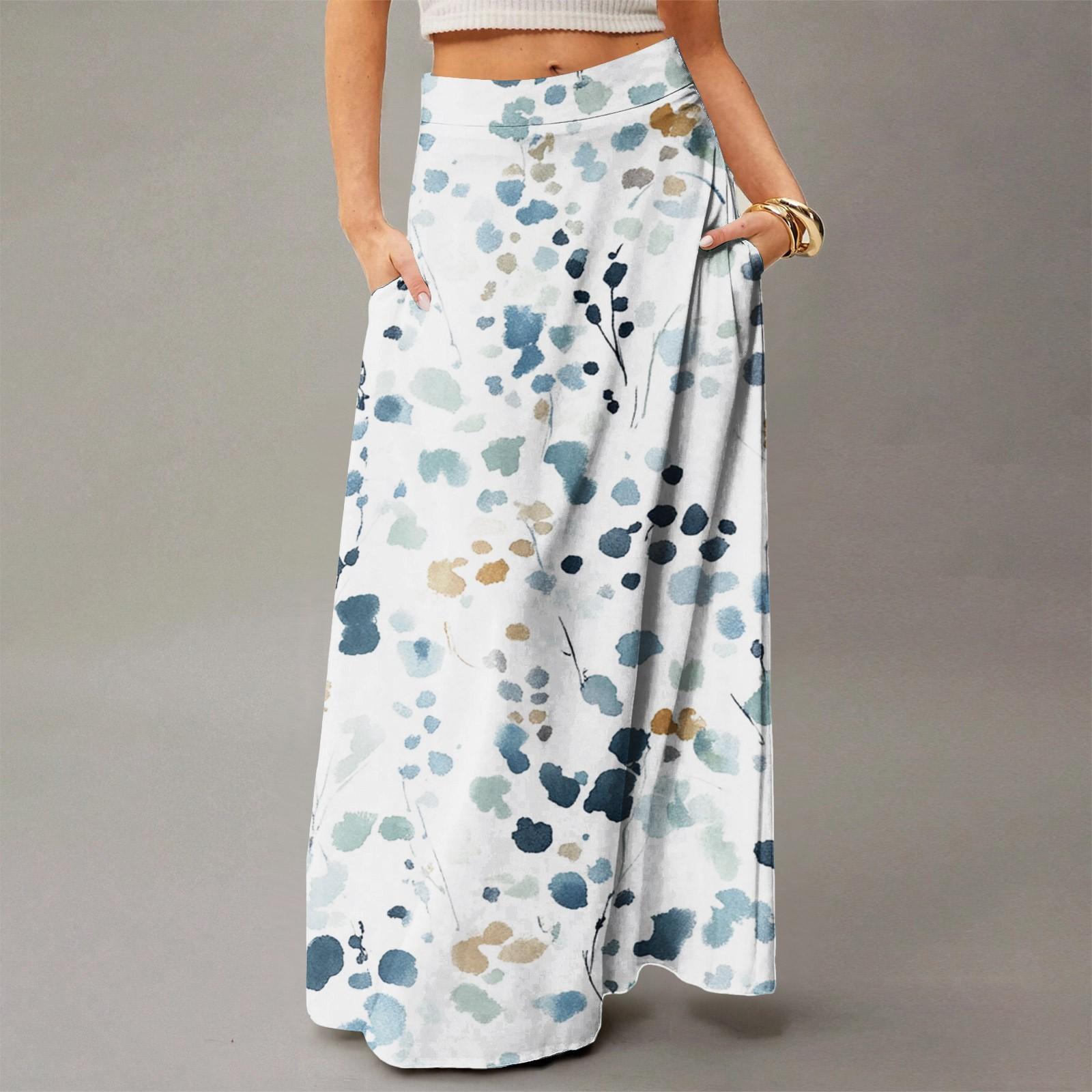 

Женское струящееся платье макси, обычная повседневная летняя юбка в стиле бохо S белый