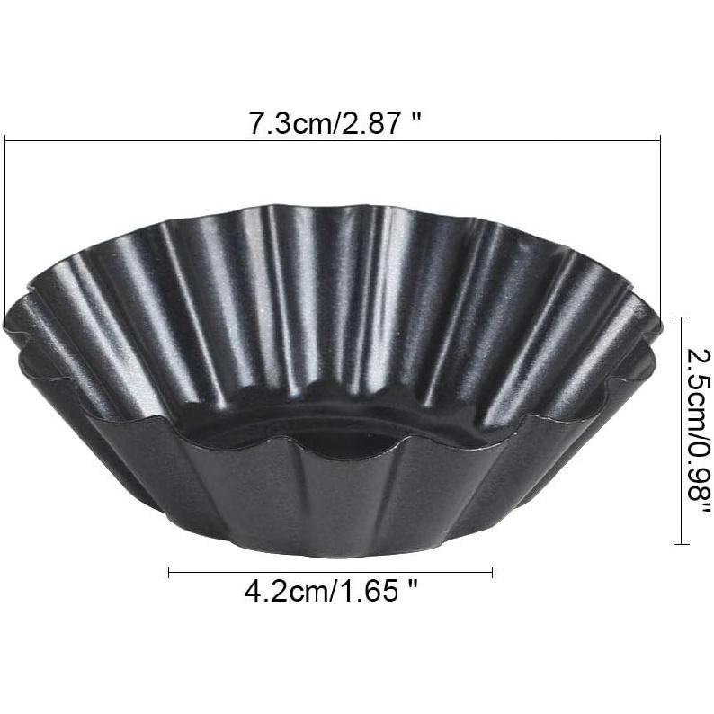 12 stk Eggeterteform Mini Terteformer Cupcake Kake Muffins Kakeform Fôret Form Blikk Bakekopper 3x0,9 tommer