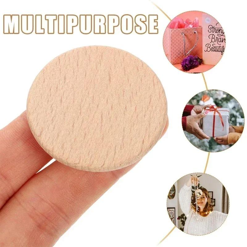 25-70mm Natural Beech Wood Round Coins, Blank Wooden Discs for DIY Craft, Art, Painting, and Staining Projects