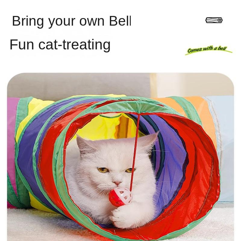 Cat Tunnel Rainbow 3-Way Collapsible Interactive Cat Toy Tube for Self-Entertainment