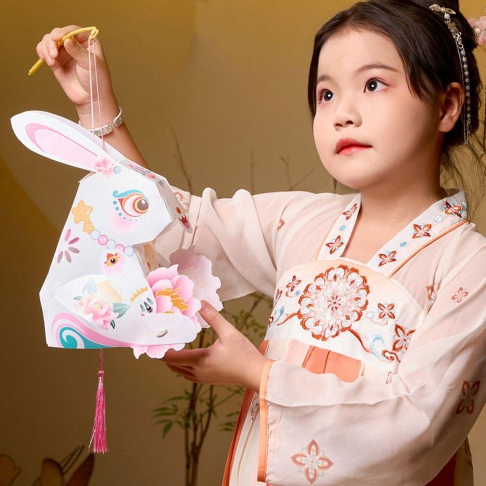 Paper Handheld Rabbit Lantern Handmade Mid-Autumn Festival Lantern  School Project