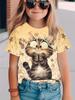 Kawaii Cat Girls Clothes 3D Print Children's T-Shirt O-Neck Pullover Girl Short Sleeve T-Shirt Comfortable Children's Clothing