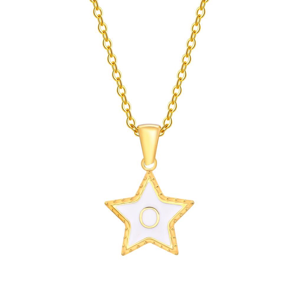 Initial Alphabet A-Z 26 Letter Star Pendant Necklaces for Women,Cute Romantic Stainless Steel Charm Necklace Name Collar Jewelry
