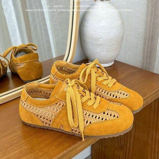 2025 Sommer neue Mesh atmungsaktive weiche Sohle vielseitige Forrest Gump Schuhe Damen Retro Leder Casual Sport Trainingsschuhe