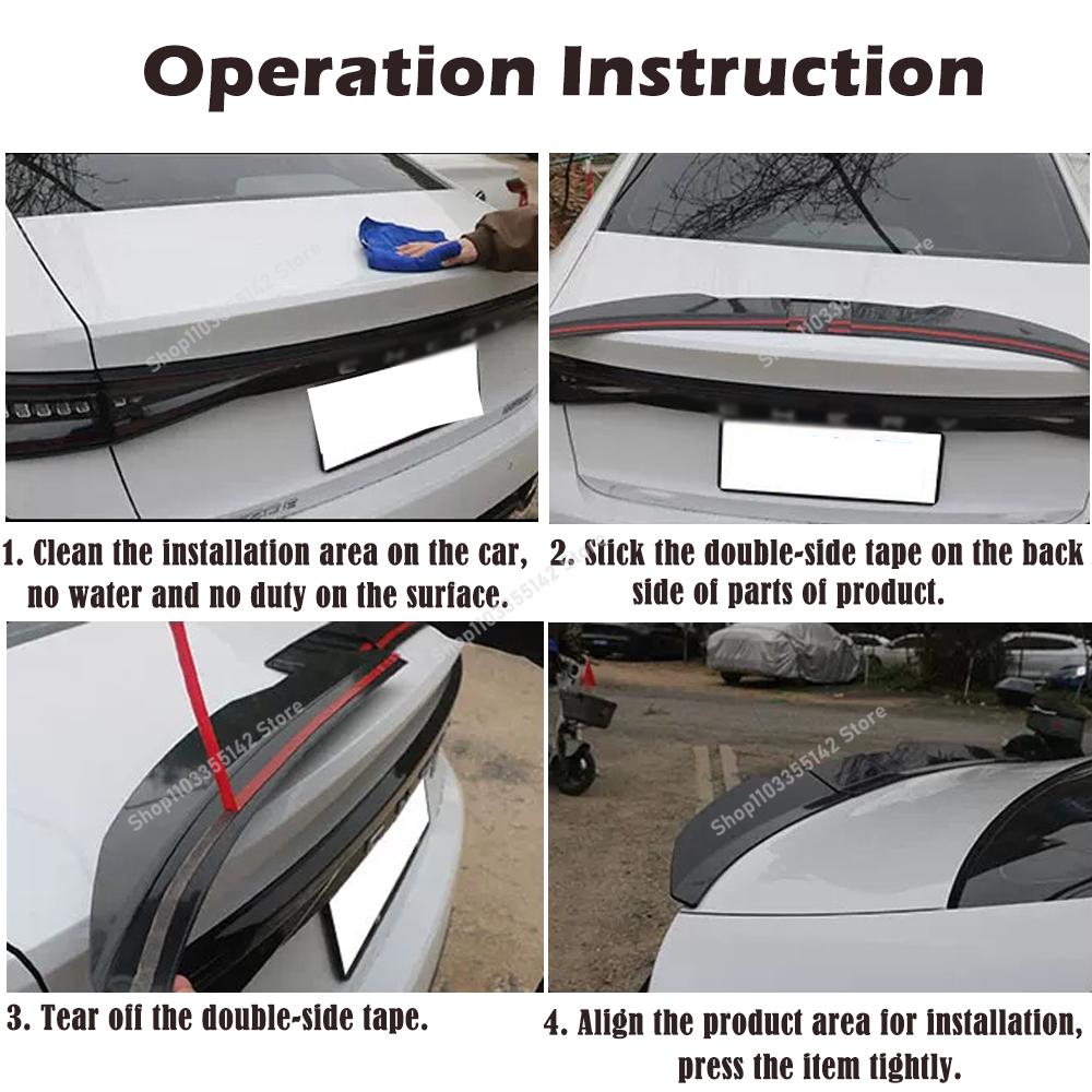 New Style Universal 3pcs Sedan Rear Trunk Tail Rear Spoiler Wing 117-127cm Adjustable DIY Refit Boot Wings Spoiler Car Accessory