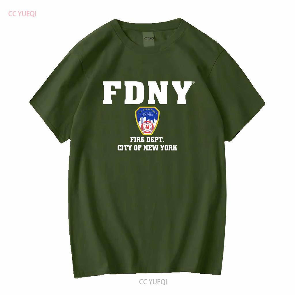 NYC Fire T Shirt Vintage Blue large department New York City Y2k long or short sleeves vintage Washed streetwear Stylish