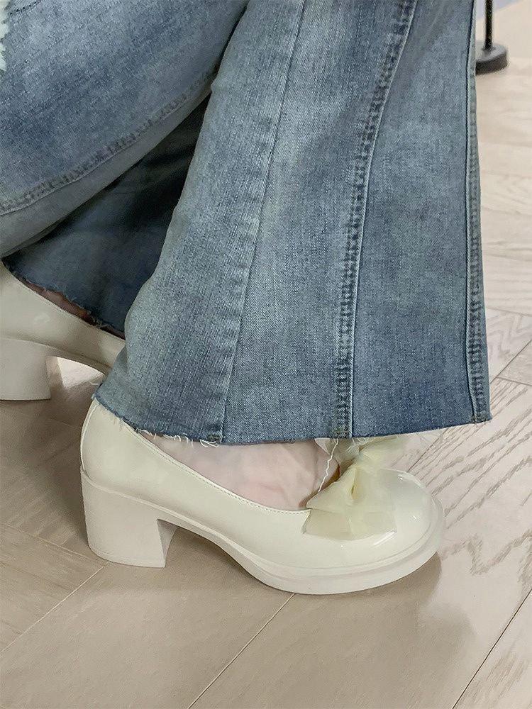 Vintage Bowknot Chunky Heel Mary Janes - Women's Spring/Summer 2025 Collection