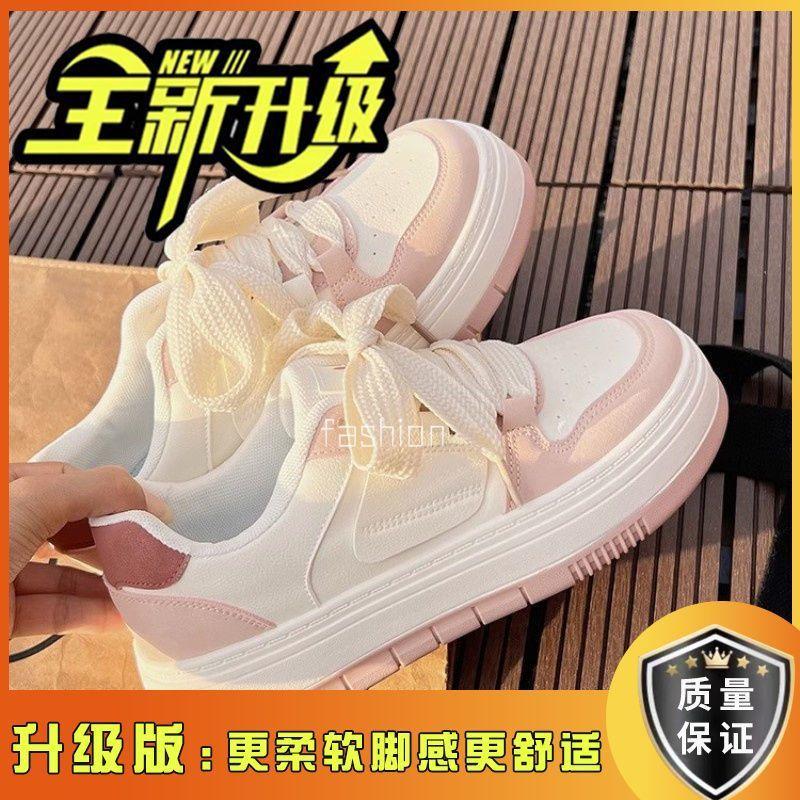 

Милые маленькие белые туфли для студентов, женские, лето 2025 года, новые дышащие, универсальные, на толстой подошве, увеличивающие высоту, туфли с большим носком, супер-огненная спортивная обувь 35 розовый