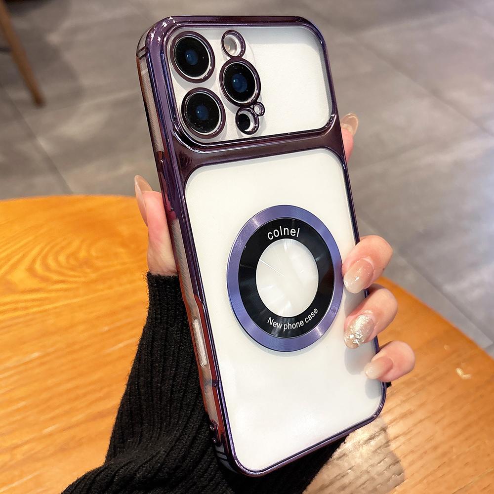 For Magsafe Wireless Charging Plating Transparent Phone Case For 17 16 15 14 13 12 11 Pro Max Plus 16E 17E Magnetic Cover