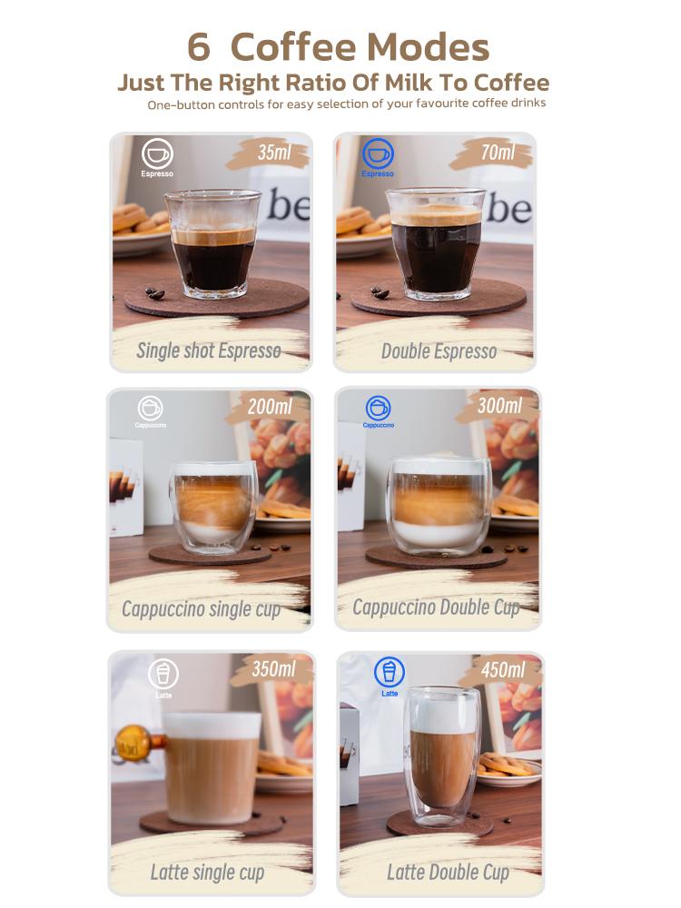 Máquina de Espresso Semi-Automática HiBREW H13A 20Bar de Alta Pressão com Duplo Caldeira, Tanque de Leite Removível, Sistema de Espuma de Leite Automático One-Touch.