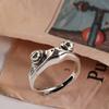 Artistic Design for Women Bohemian Vintage Opening Ring Silver Color Resizable Frog Finger Ring
