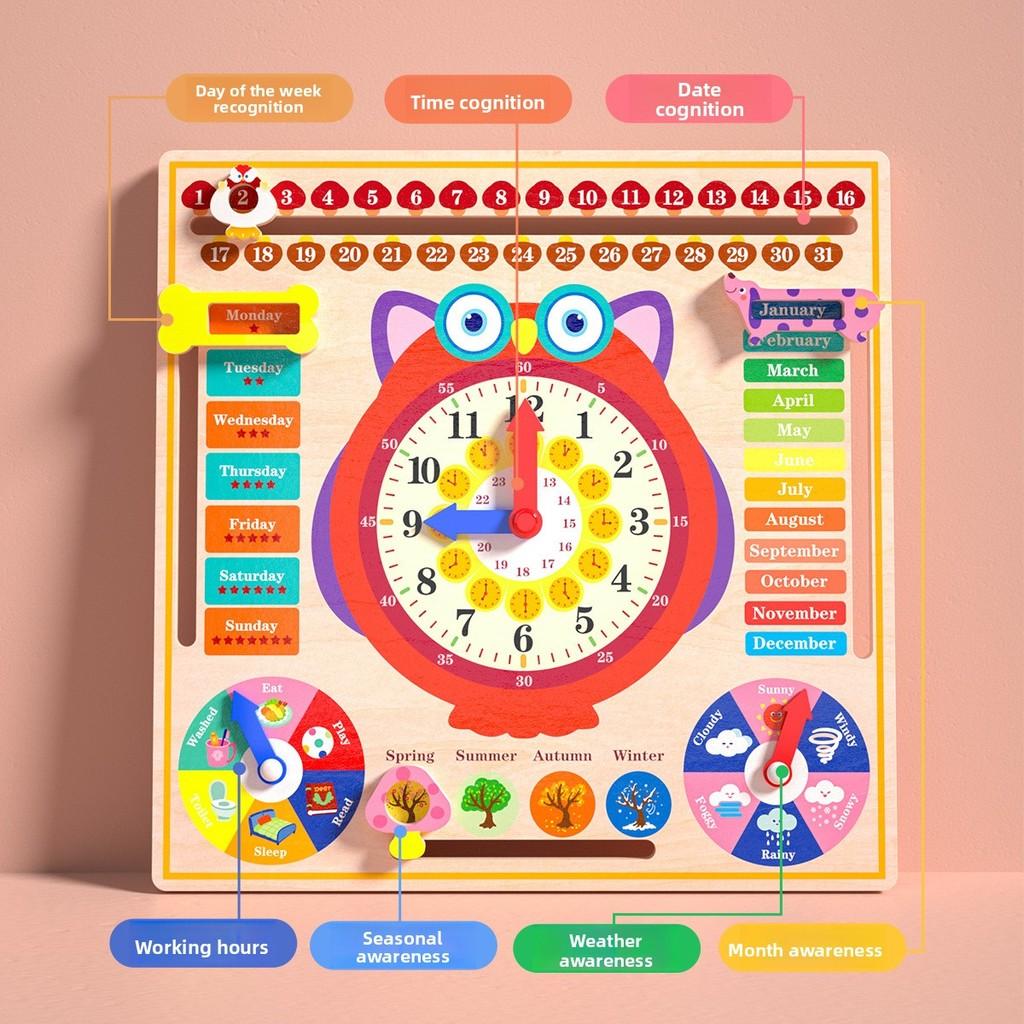 Childrens Calendar Wooden And Clock Learning Puzzle Toy For Education Preschool