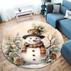 1Pcs Christmas Snowman Pattern Round Area Rug Indoor Non-Slip Washable Fiber Carpet Soft Comfortable Mat For Bedroom Living Room