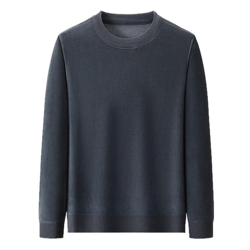 Men's Winter Fleece Thicken Hoodie - Round Neck, Plus Velvet, Long Sleeve Base Layer Sweater