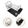 Dish Drying Rack with Cup Holders Space Saving Carbon Steel, Cutlery Holder Drainer for
