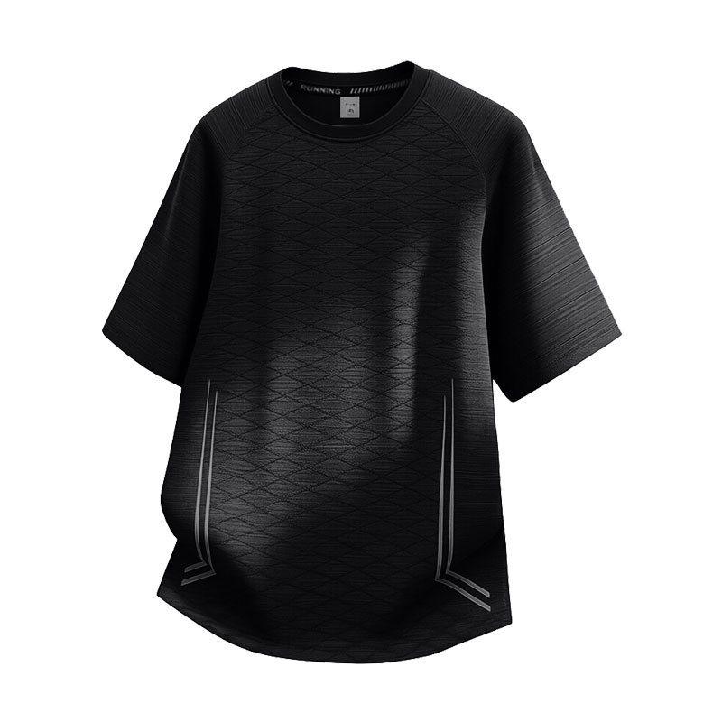 Summer 2026 Men s Ice Silk Quick Dry Sports Tee - Short Sleeve, Trendy, Round Neck, High-End Design 3XL