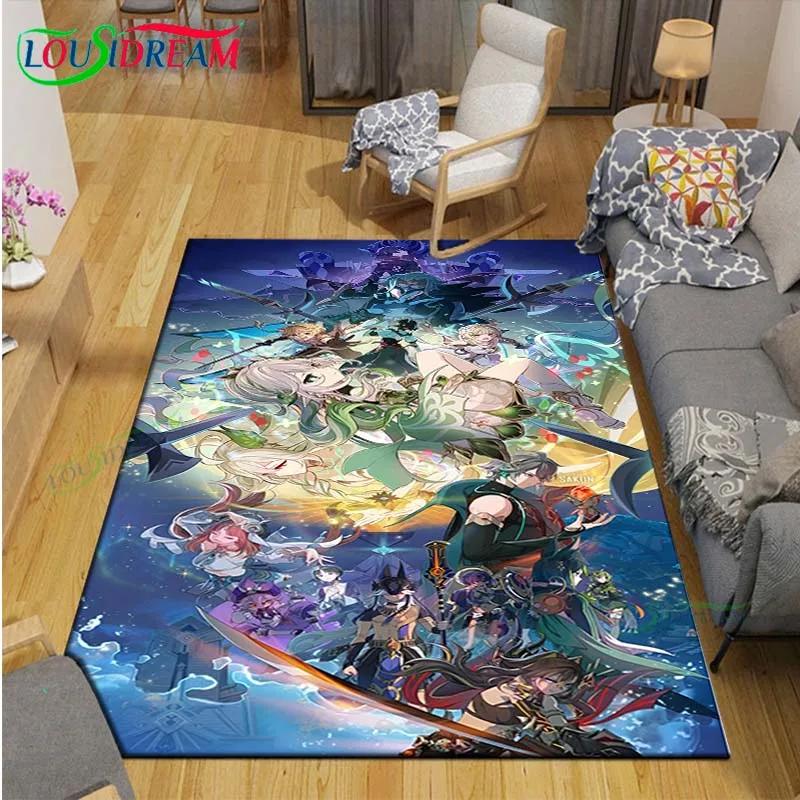 Popular Cartoon Game G-Genshin Impact Printed Carpet Living Room Anti-Skid Area Rug Kids Bedroom Mats Yoga Mat Carpet Decor Gift